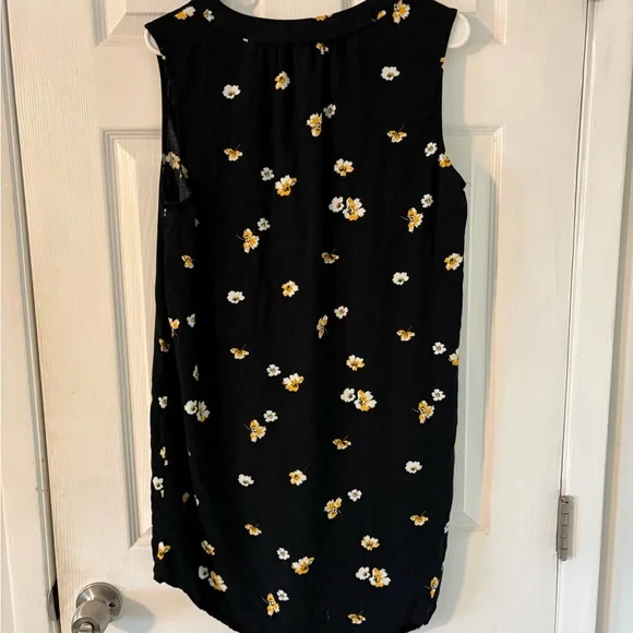 Old Navy Black Floral Sleeveless Tunic Dress Large Lightweight Rayon - Picture 5 of 6